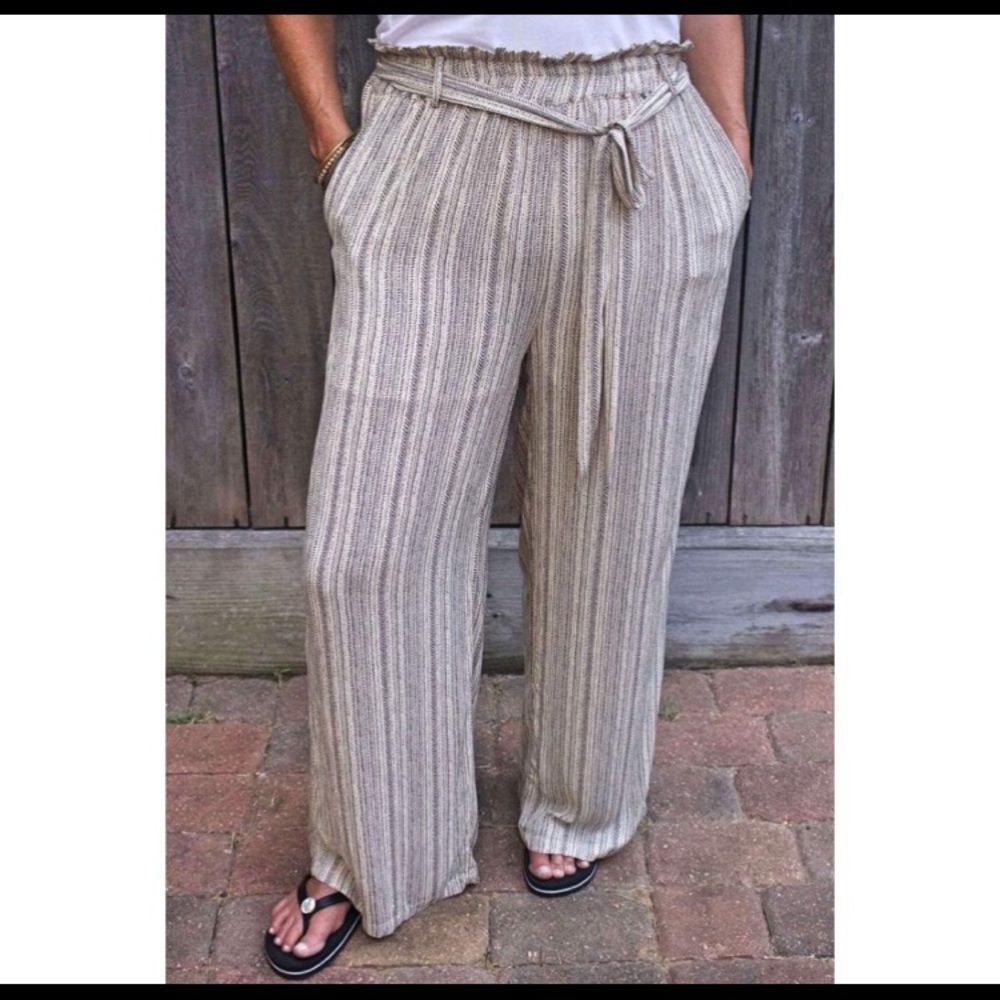 Ivory Striped Pants
